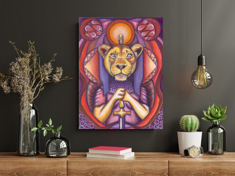 Sekhmet Guardian Fine Art Print on Stretched Canvas