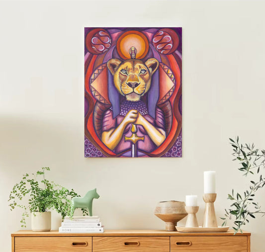 Sekhmet Guardian Fine Art Print on Stretched Canvas