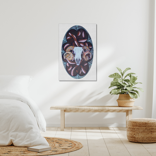 Rams Skull Open Edition Fine Art Print on Canvas